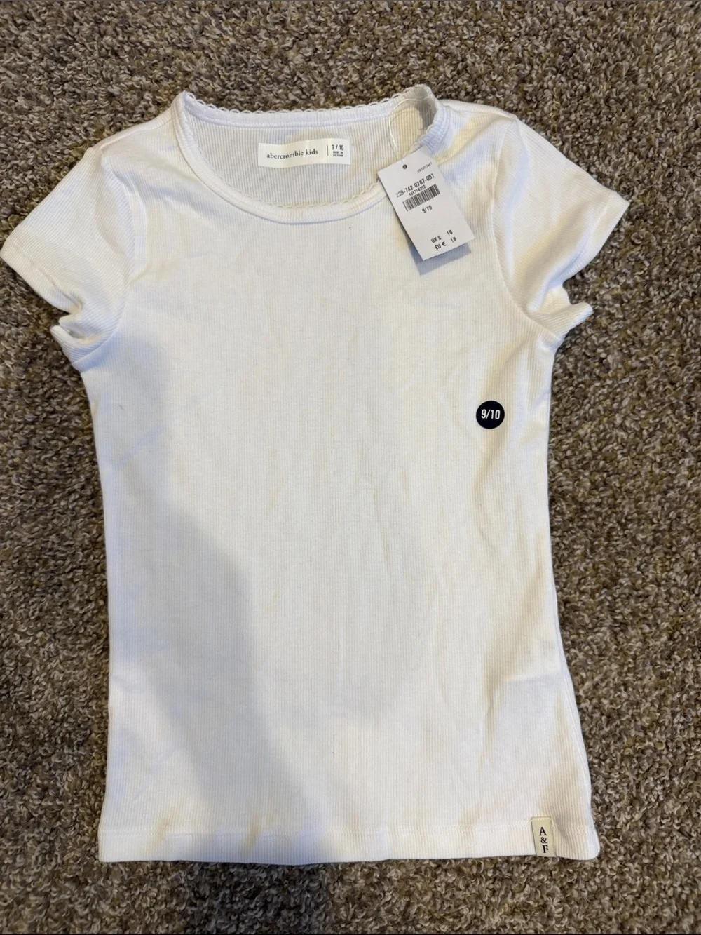 abercrombie kids White Ribbed Short Sleeve Tee